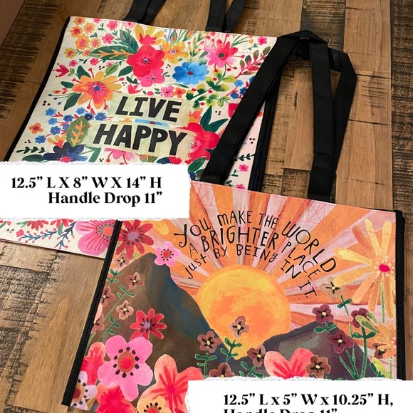 “Live Happy” Reusable Bags| set of 2 - Picture 6 of 10